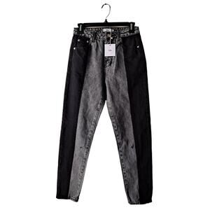 Adika Black & Gray Colorblock Cotton Straight Leg Jeans Pants Womens Size S(NWT)